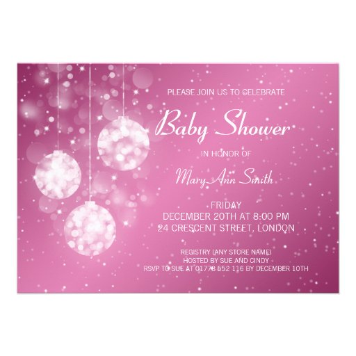 Elegant Baby Shower Festive Baubles Pink Invitation