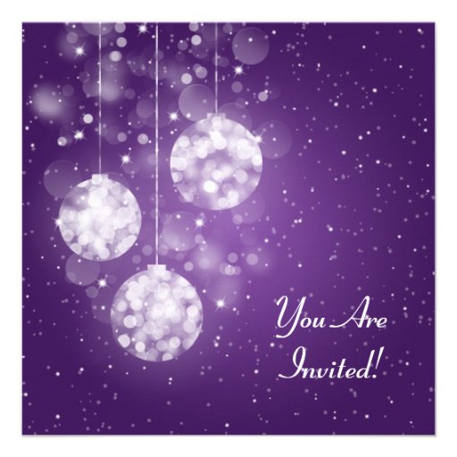 Elegant Baby Shower Festive Baubles Purple Invitations