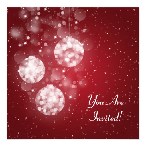 Elegant Baby Shower Festive Baubles Red Custom Invitations