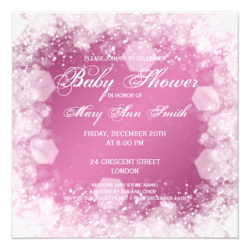 Elegant Baby Shower Night Sparkle Pink Invitations