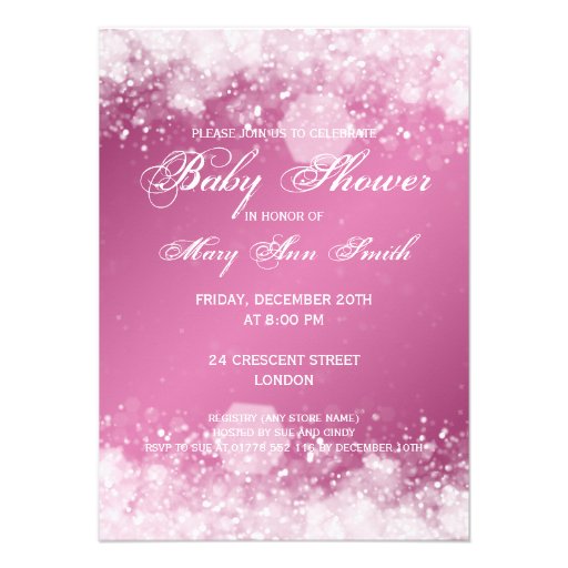 Elegant Baby Shower Night Sparkle Pink Invite