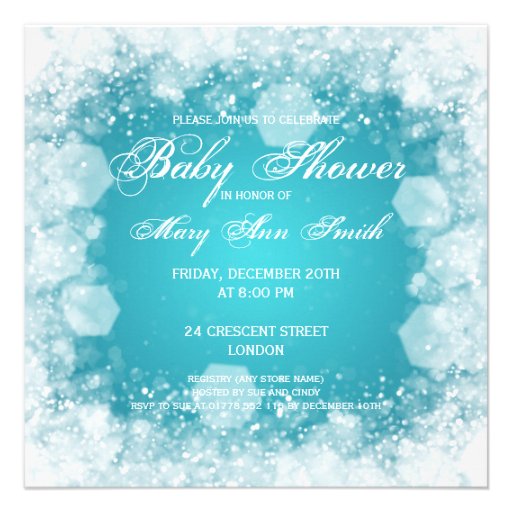 Elegant Baby Shower Night Sparkle Turquoise Invites