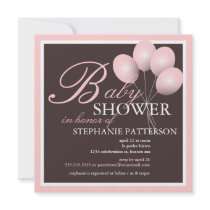 Elegant Baby Shower Pink Balloons Invitation