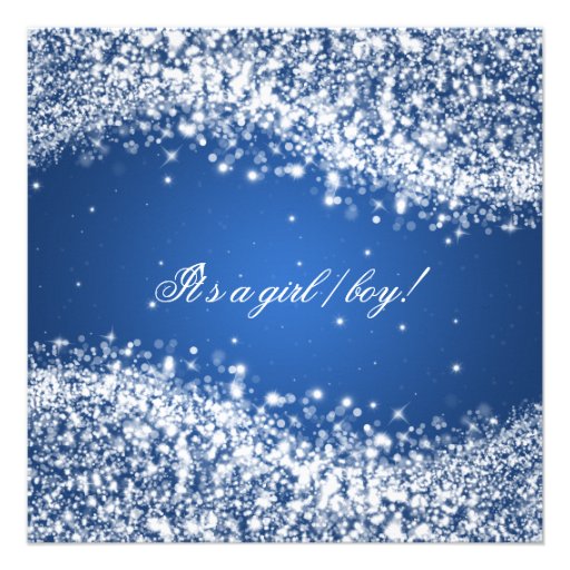 Elegant Baby Shower Sparkling Wave Blue Invite