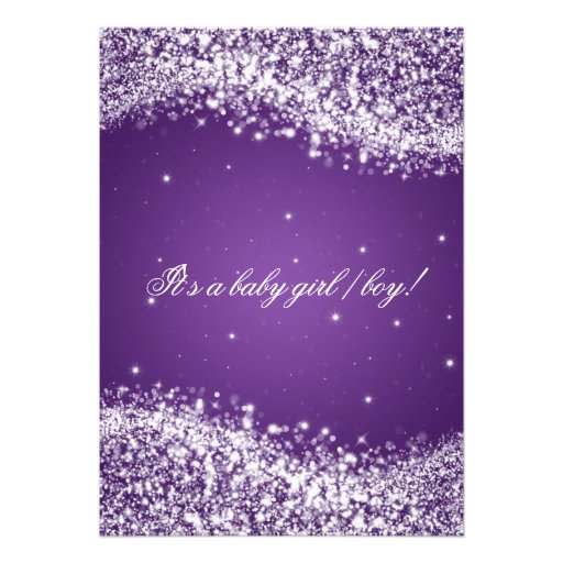 Elegant Baby Shower Sparkling Wave Purple Cards