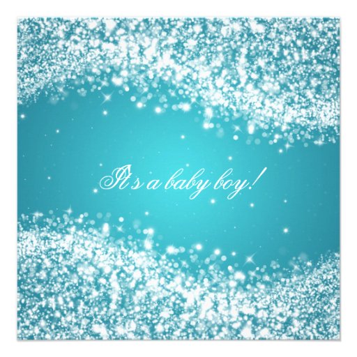 Elegant Baby Shower Sparkling Wave Turquoise Invitations