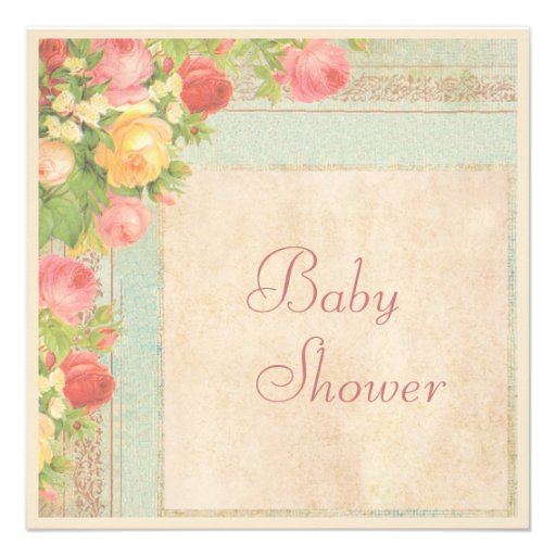 Elegant Baby Shower Vintage Roses Personalized Invites