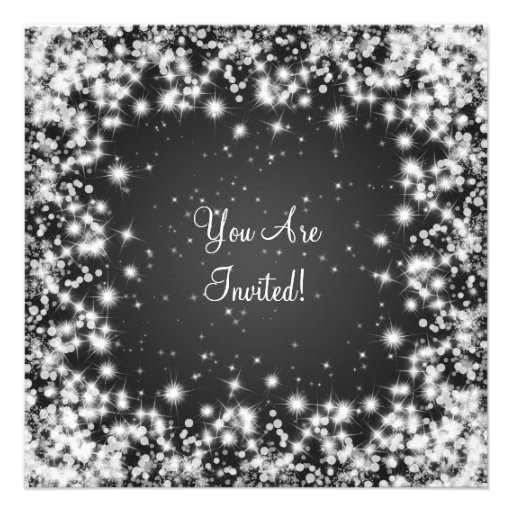Elegant Baby Shower Winter Sparkle Black Custom Invites