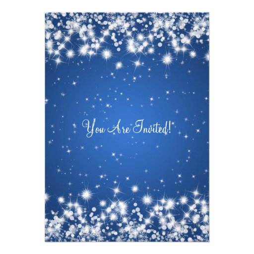 Elegant Baby Shower Winter Sparkle Blue Custom Announcements