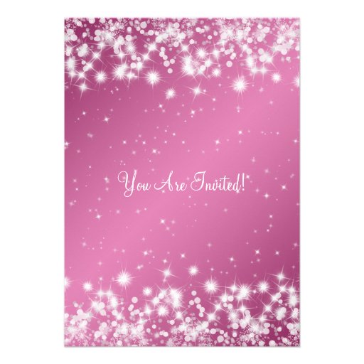 Elegant Baby Shower Winter Sparkle Pink Custom Announcements