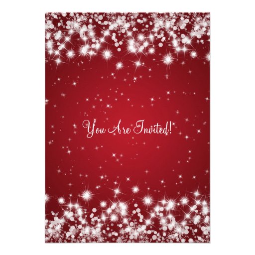 Elegant Baby Shower Winter Sparkle Red Cards