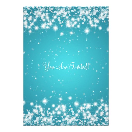 Elegant Baby Shower Winter Sparkle Turquoise Personalized Invite