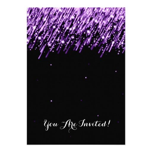 Elegant Bachelorette Party Falling Stars Purple Personalized Invitations
