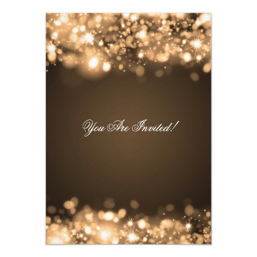Elegant Bachelorette Party Sparkling Lights Gold Personalized Invitations
