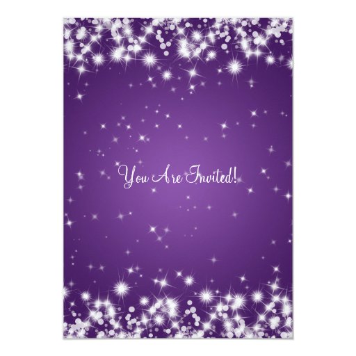 Elegant Bachelorette Party Winter Sparkle Purple Custom Announcements