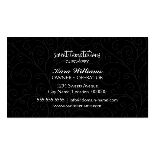 Elegant Bakery Cupcake Business Cards (back side)