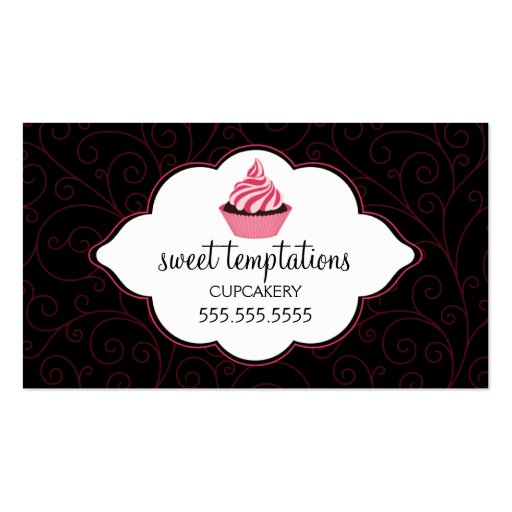 Elegant Bakery Cupcake Business Cards (front side)