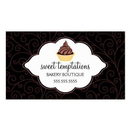 Elegant Bakery Cupcake Business Cards (front side)