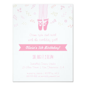Elegant Ballerina Girl Birthday Party Invitations