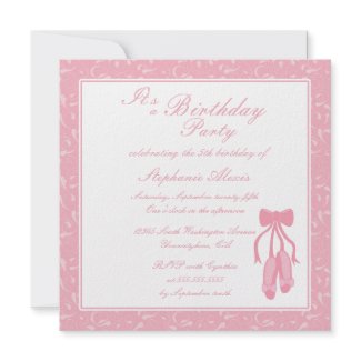 Carnival Birthday Party Ideas on Elegant Ballet Slippers Birthday Party Invitation