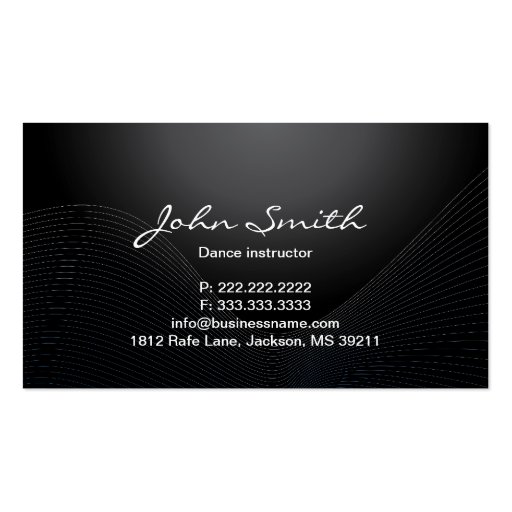 Elegant Ballroom Dance Studio Business Card (back side)