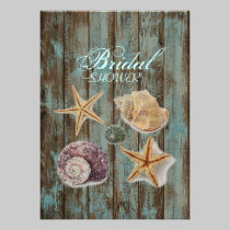 elegant barnwood seashells beach bridal shower invitations