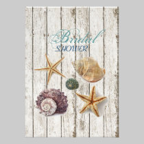 elegant barnwood seashells beach bridal shower invitations