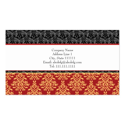 Elegant Baroque Damask Designer Business Cards (back side)