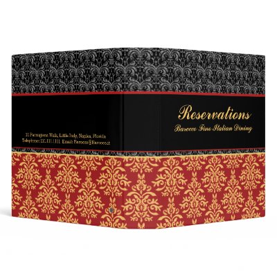 Elegant Baroque Damask Restaurant Reservation Book Vinyl Binder