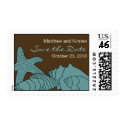 Elegant Beach Save the Date Stamp - Blue & Brown stamp