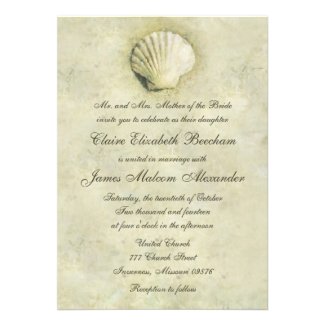 Elegant Beach Seashell 5x7 Wedding Invitation