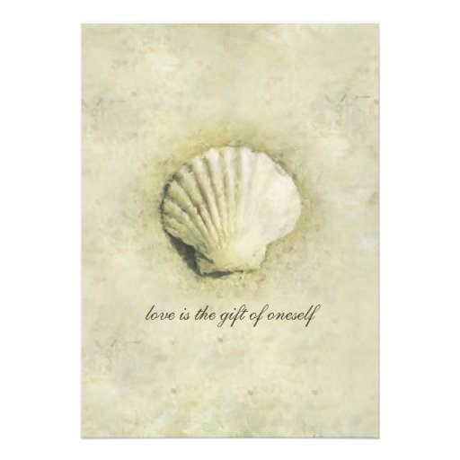 Elegant Beach Seashell 5x7 Wedding Invitation