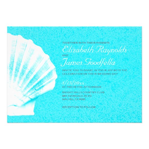 Elegant Beach Seashells Destination Wedding Invite