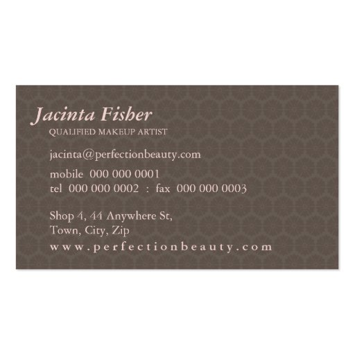 ELEGANT BEAUTY BUSINESS CARD :: perfection 8BL (back side)