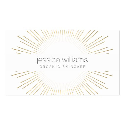 Elegant Beauty Gold Sunburst Cosmetologist, Salon Business Card Template (front side)