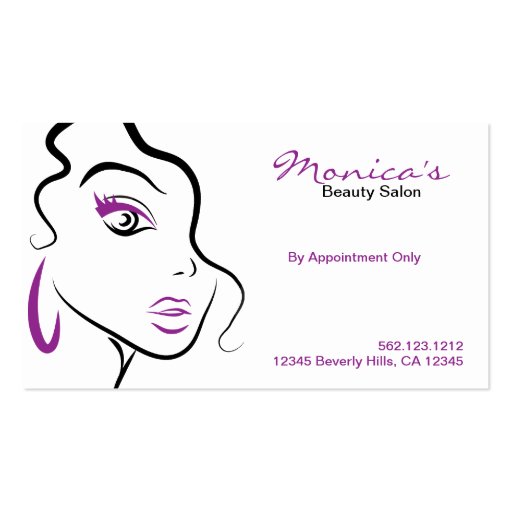 Elegant Beauty Salon with Appointment Date Business Card (front side)