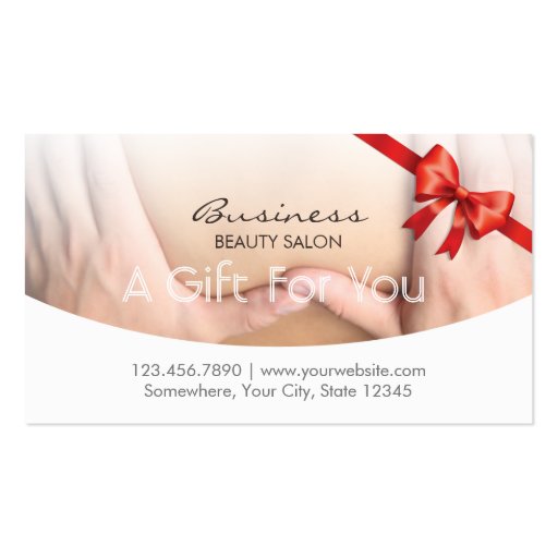 Elegant Beauty Therapy Salon Gift Certificate Business Card Template (front side)