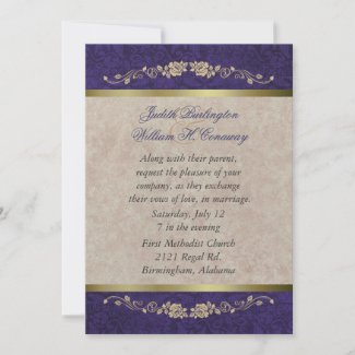 Elegant Beige and Purple Wedding Invitation invitation