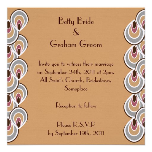 Elegant Beige & Brown Art Deco Linen Invites