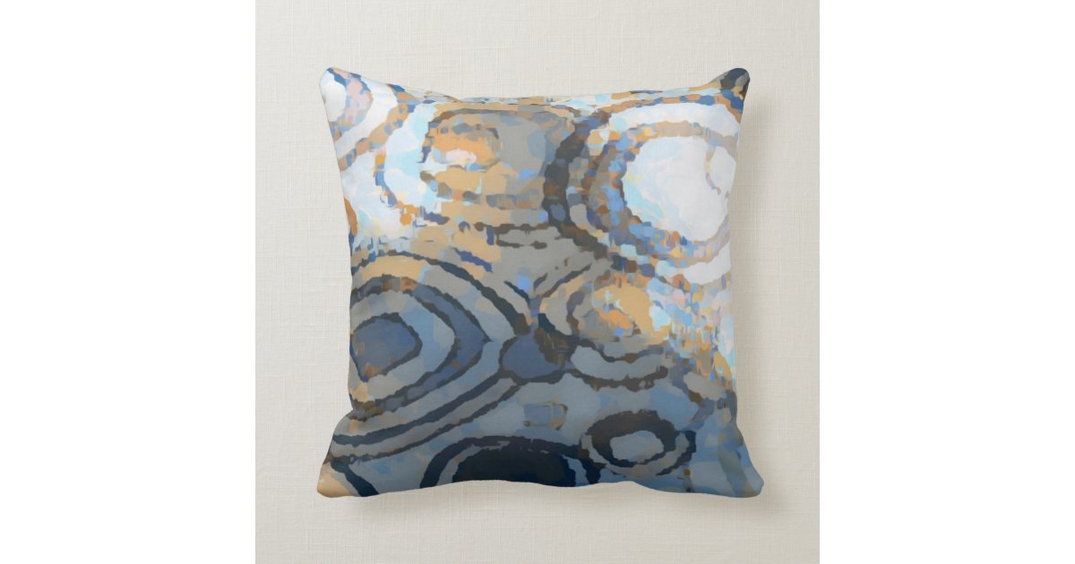 Elegant Beige Brown Gray Blue Squares Pattern Throw Pillow Zazzle