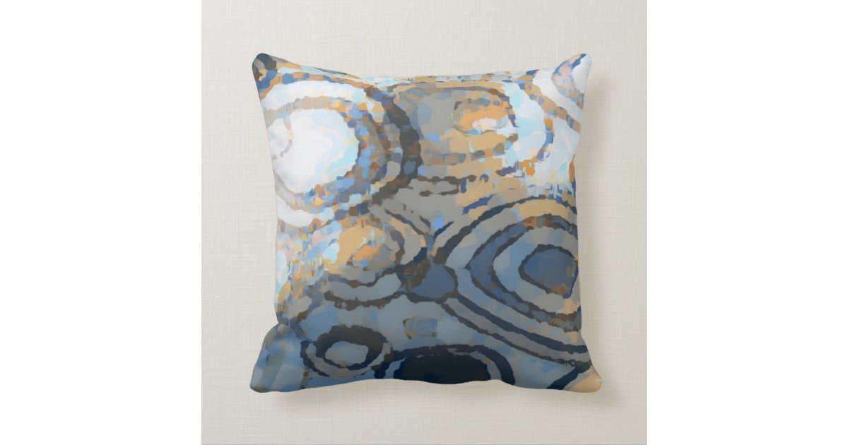 Elegant Beige Brown Gray Blue Squares Pattern Throw Pillow Zazzle