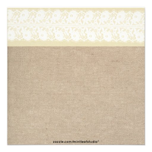 Elegant Beige Burlap Lace Birthday Invitation