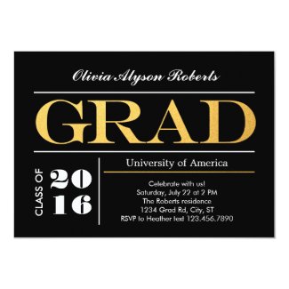 Elegant Big Golden Letters Graduation Invitation