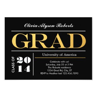 Elegant Big Golden Letters Graduation Invitation