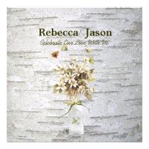 elegant birch wildflower floral country wedding custom announcements