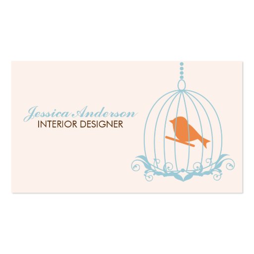 Elegant Birdcage Business Cards (front side)