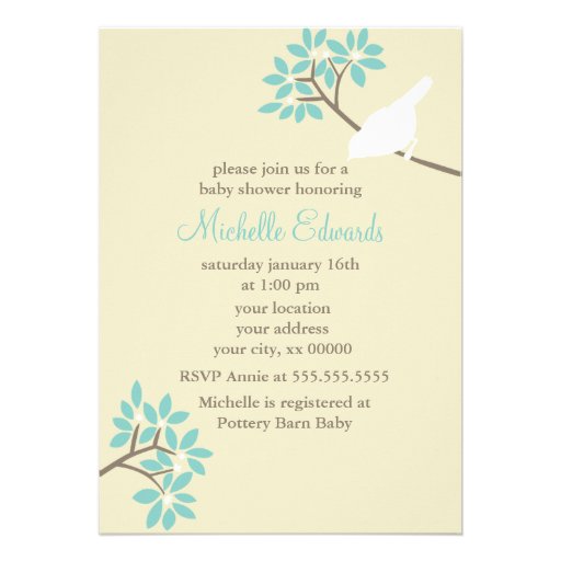 Elegant Birds Baby Shower Personalized Announcements