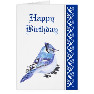 Elegant Birthday, Blue Jay, Bird Nature Wildlife Greeting Card