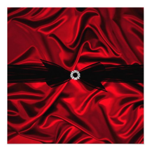 Elegant Birthday Party Deep Red Silk Black Custom Invites