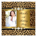 Elegant Birthday Party Gold Black Leopard Invite